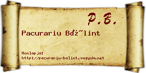 Pacurariu Bálint névjegykártya